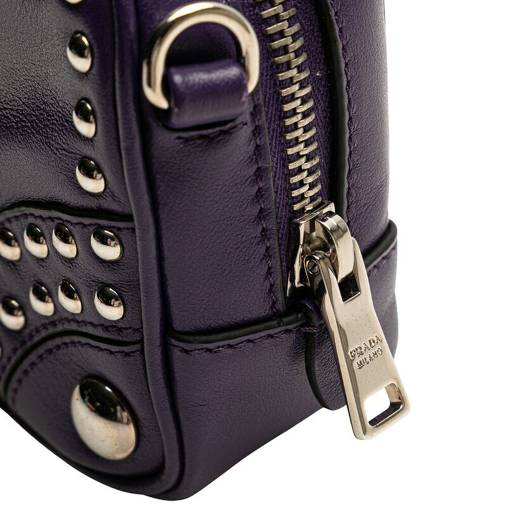 Prada Studded Crossbody Shoulder Bag Purple Leather - Picture 4 of 8